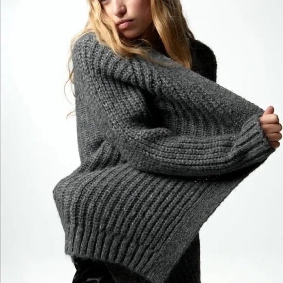 Zara Sweaters - ZARA Chunky Knit Wool Blend Cardigan Size M